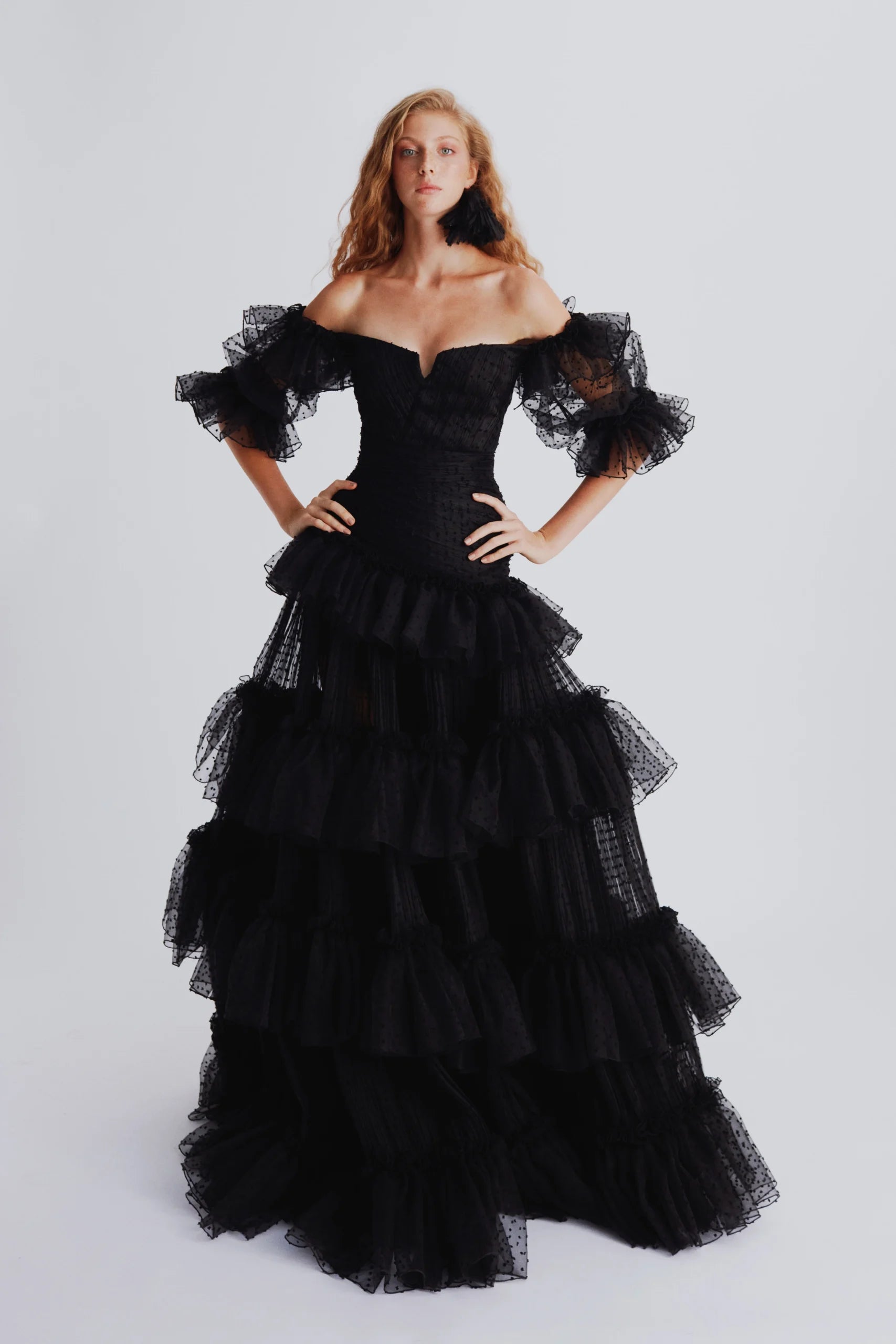 Off Shoulder Point d'Esprit Tulle Dress