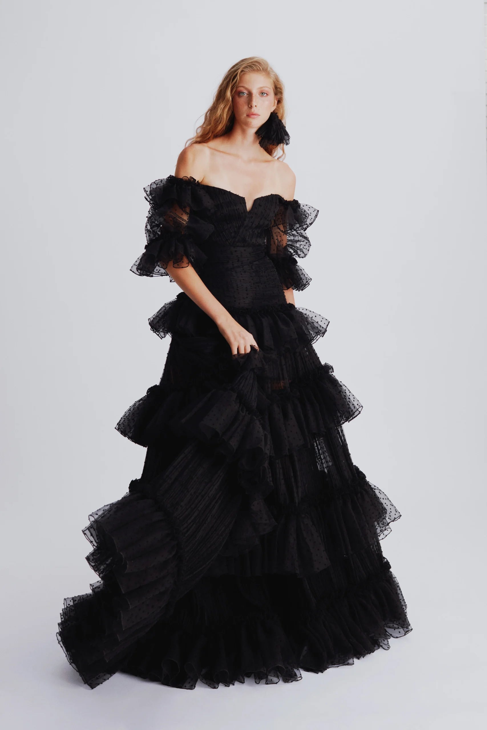 Off Shoulder Point d'Esprit Tulle Dress