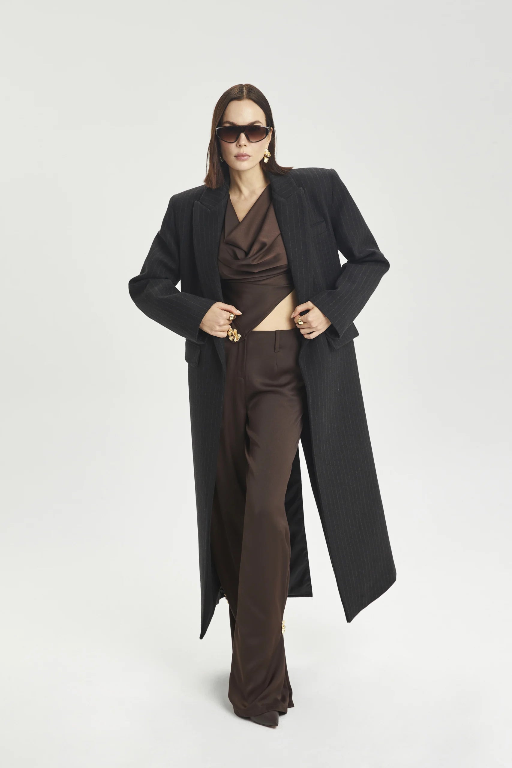 Pinstripe Wool Coat