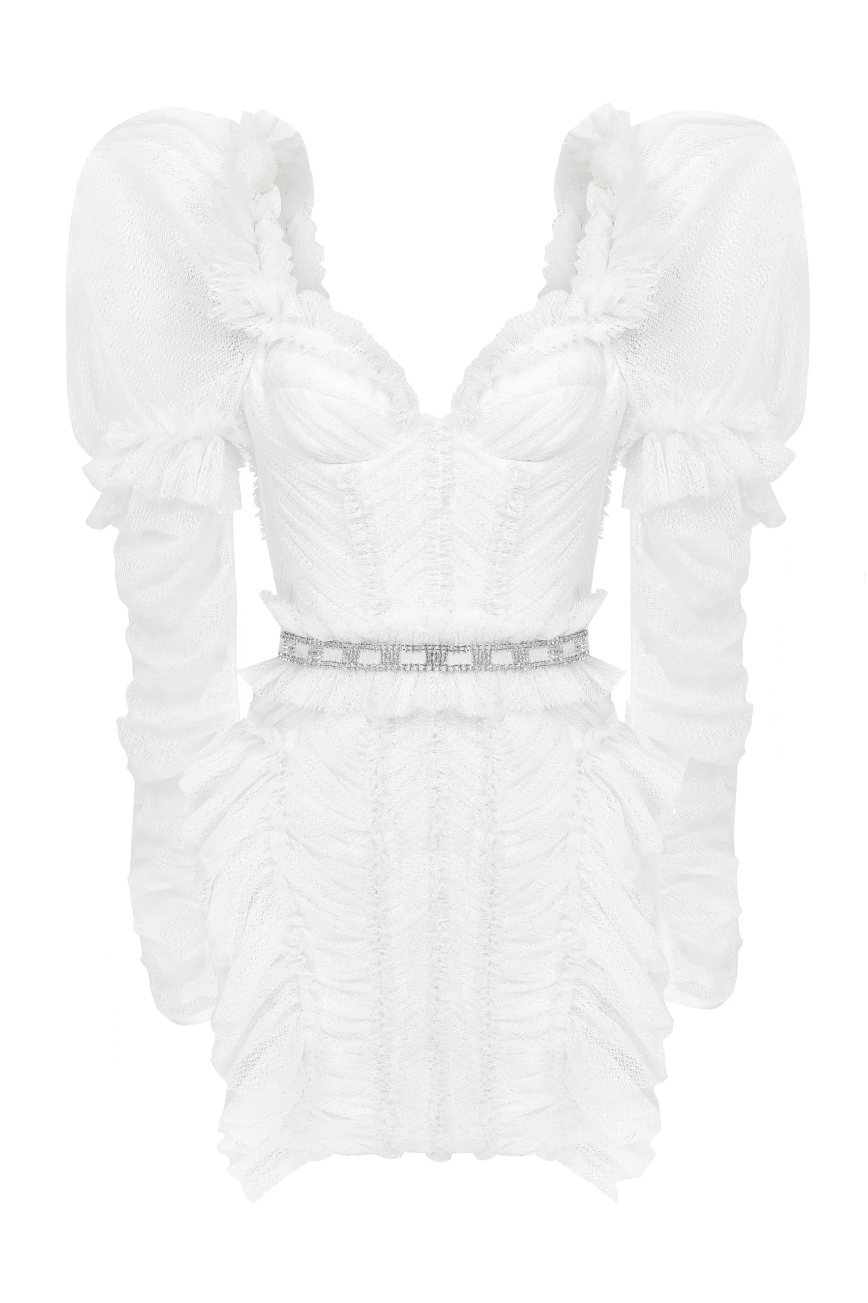 Puff Sleeve Draped Mini Dress