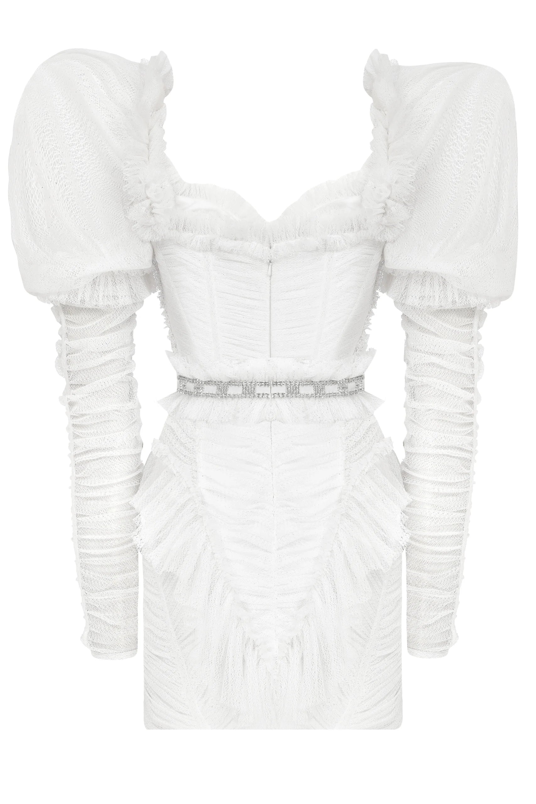 Puff Sleeve Draped Mini Dress