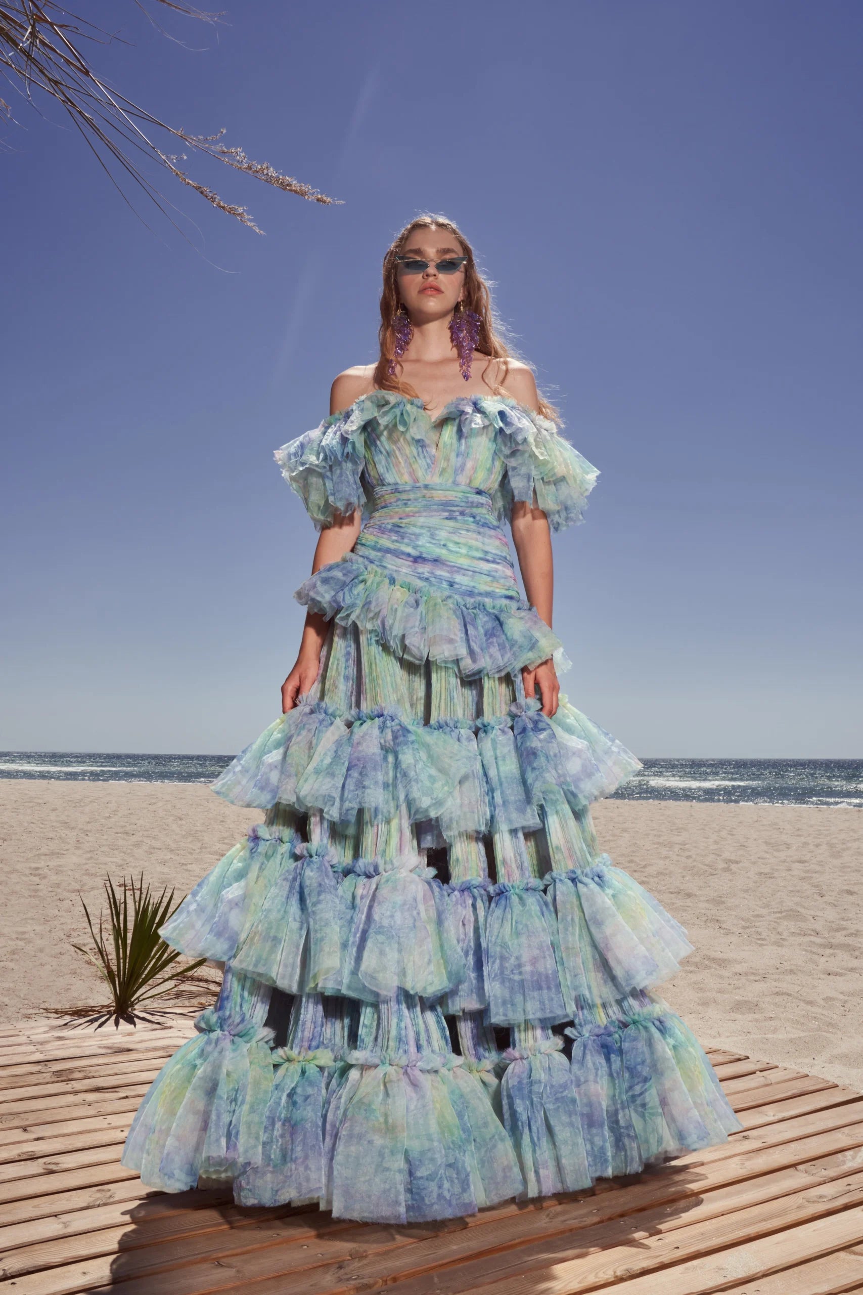 Ruffled Floral Seersucker Dress