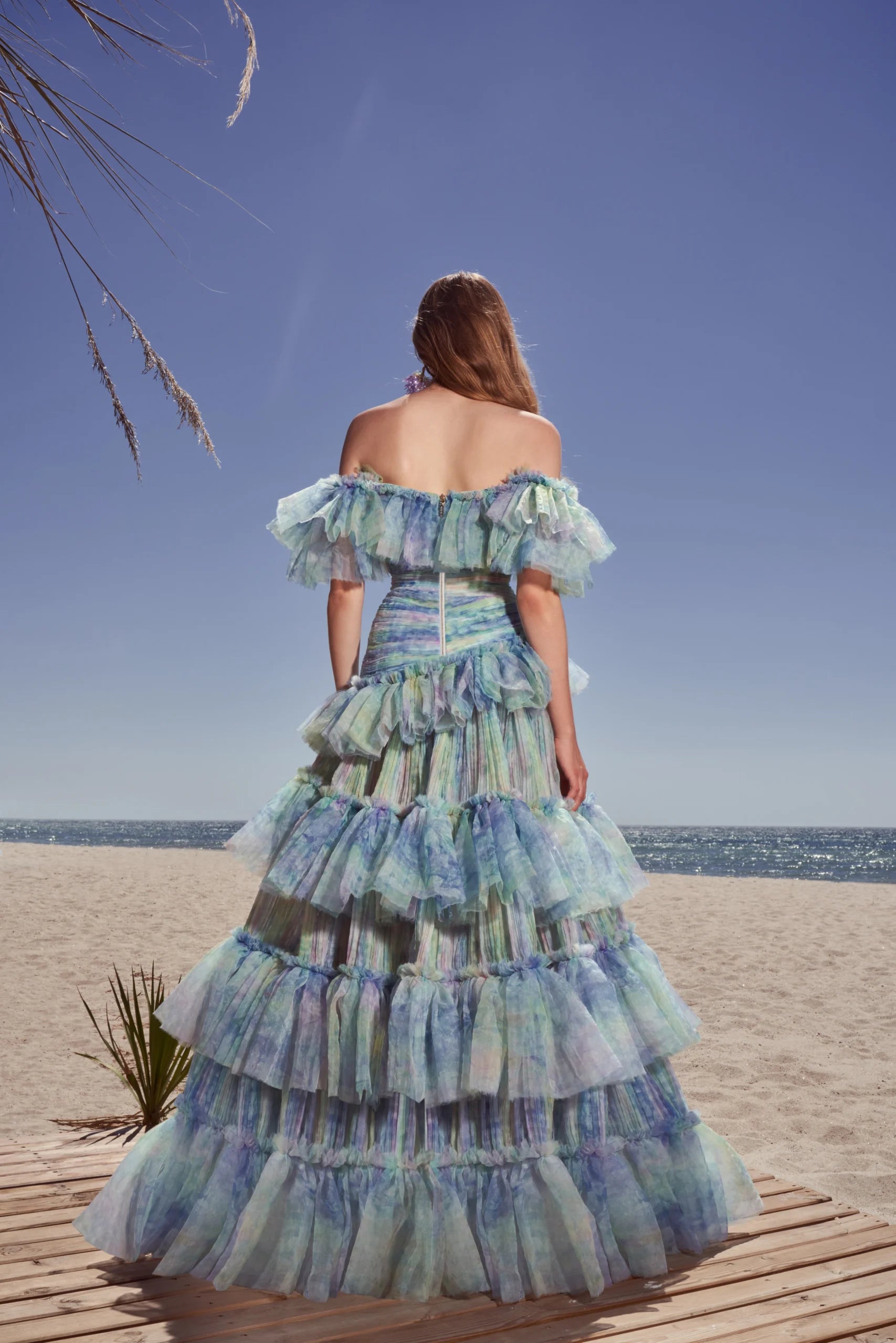 Ruffled Floral Seersucker Dress