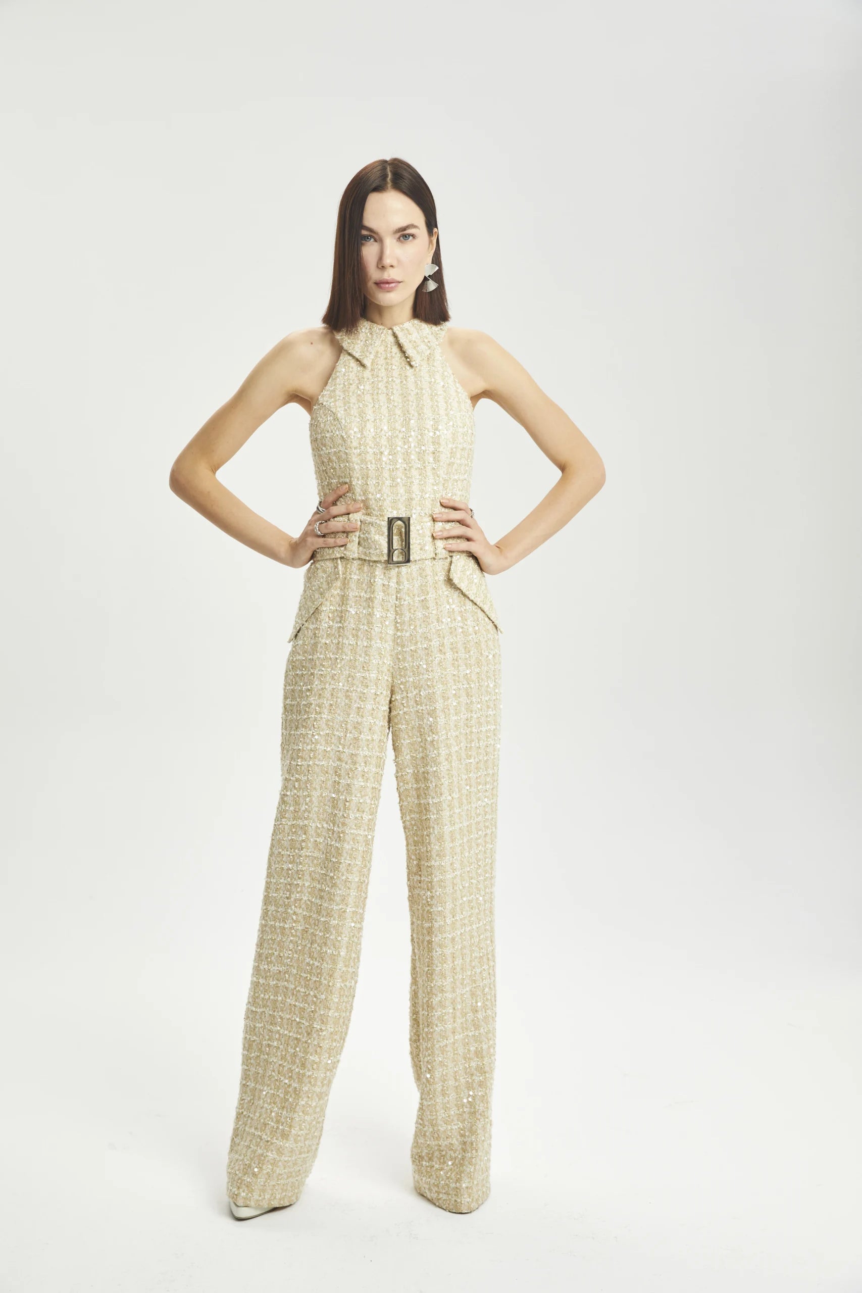 Sequined Wide-Leg Jumpsuit