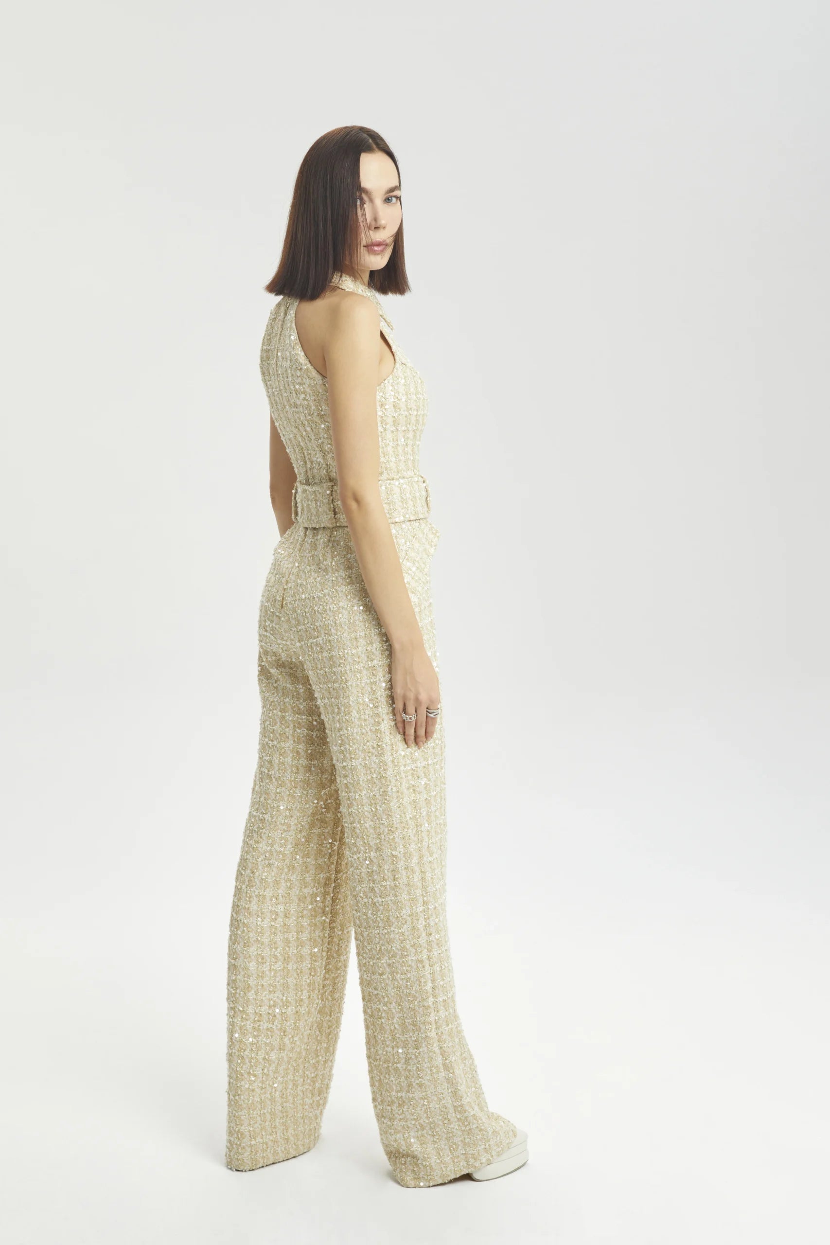 Sequined Wide-Leg Jumpsuit