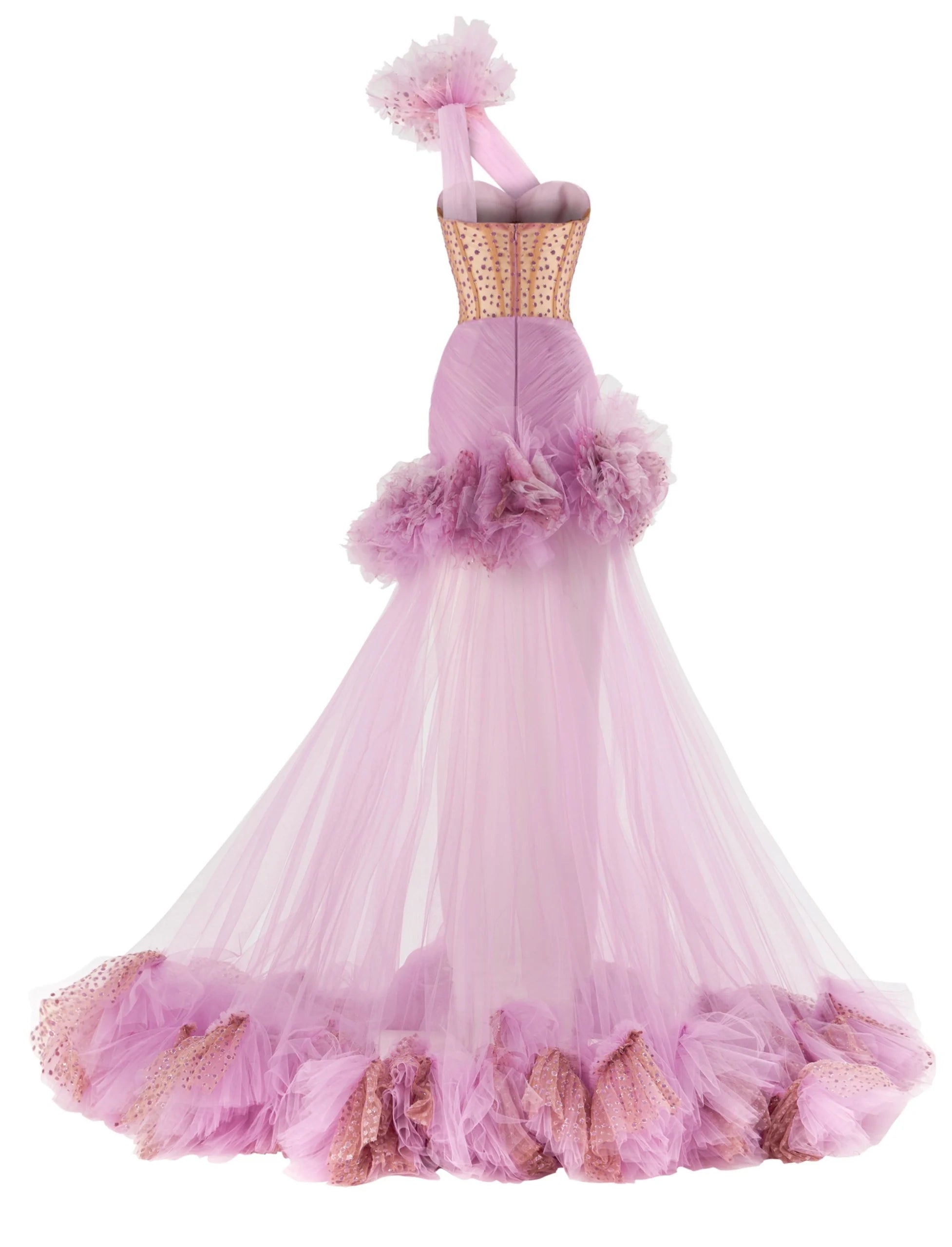 Sheer Corset Mini Dress with structured corset bodice.