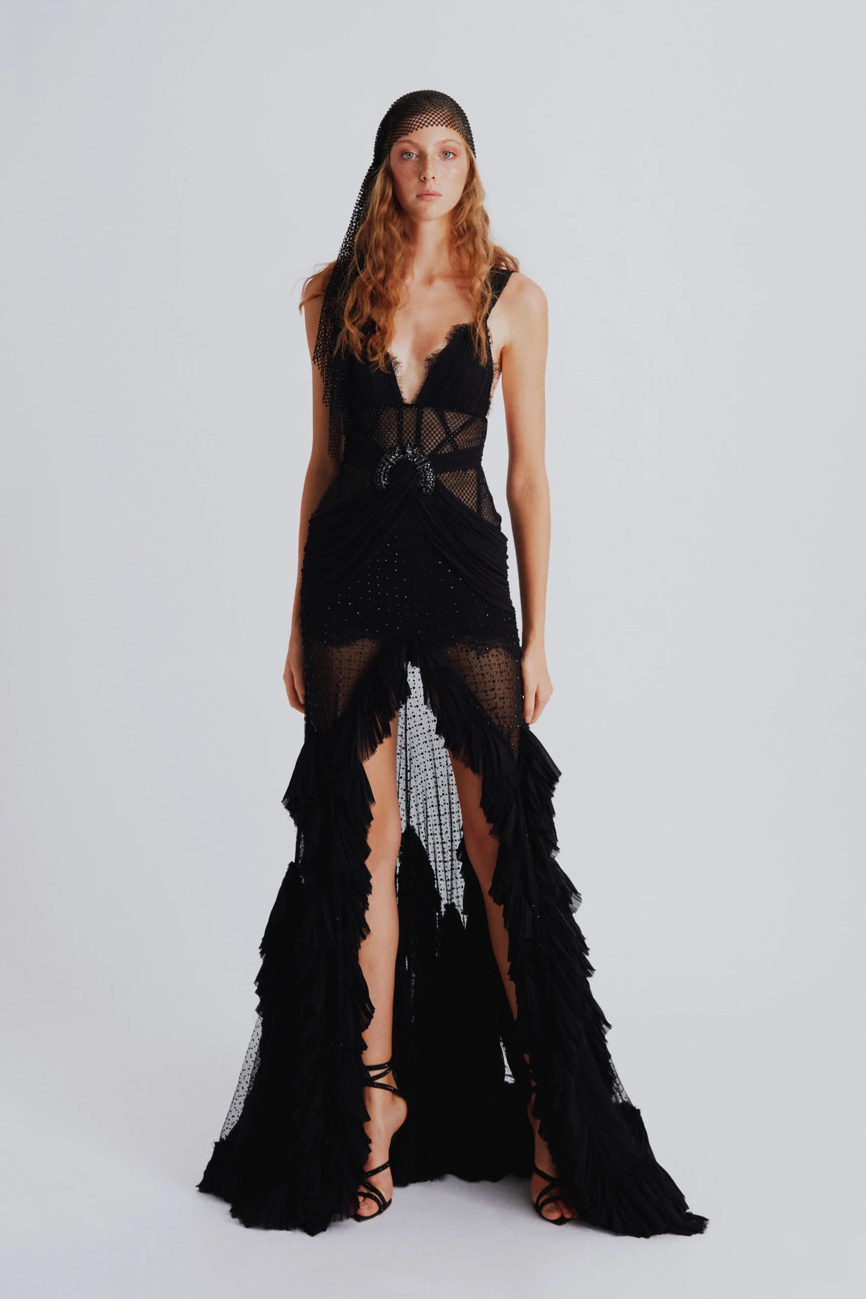 Sheer Point d'Esprit  Long Dress