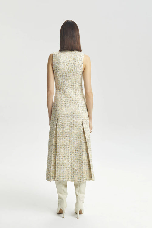 Sleeveless Bouclé Snap-Front Dress