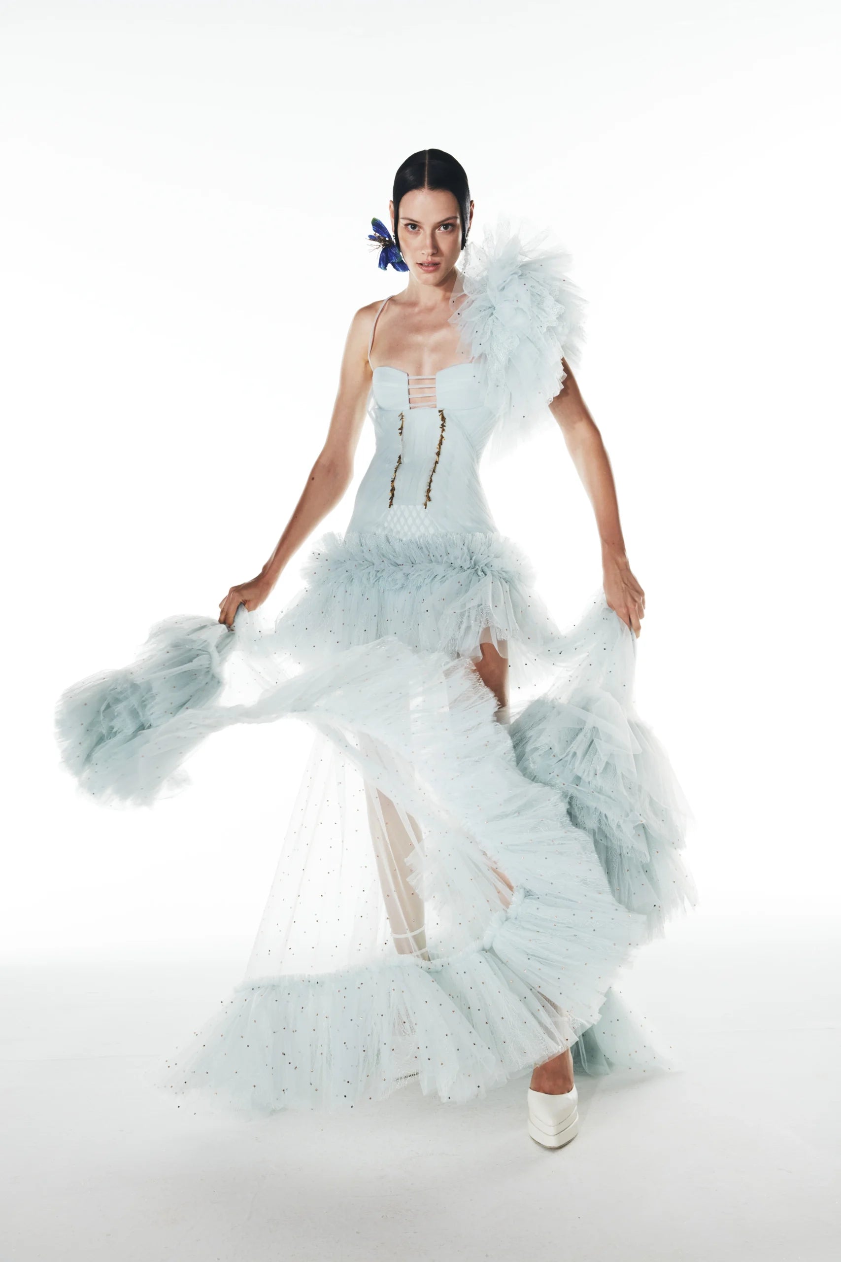 Spaghetti Strap Tulle High-Low Dress