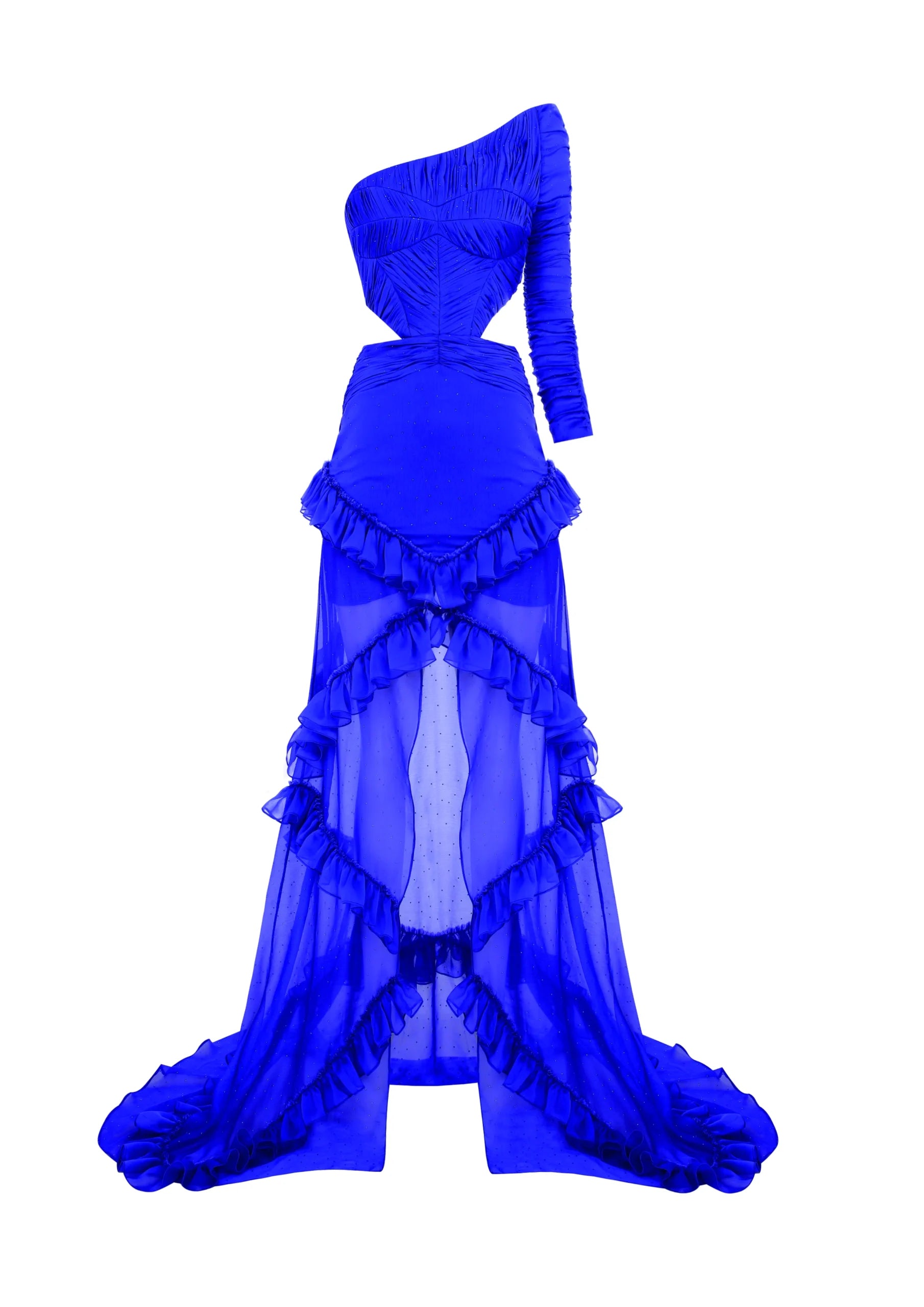 Stone Printed Dress With Asymmetric Neckline