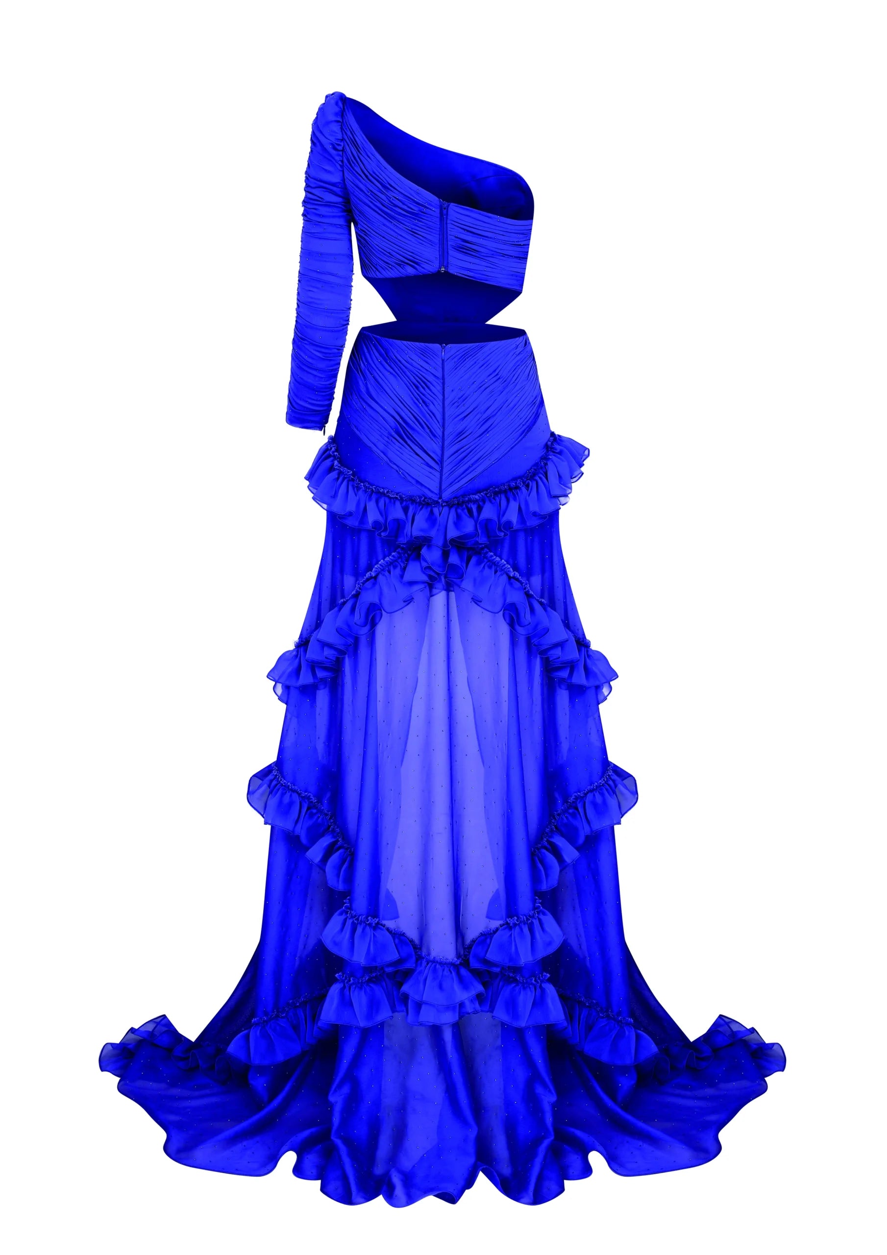 Stone Printed Dress With Asymmetric Neckline