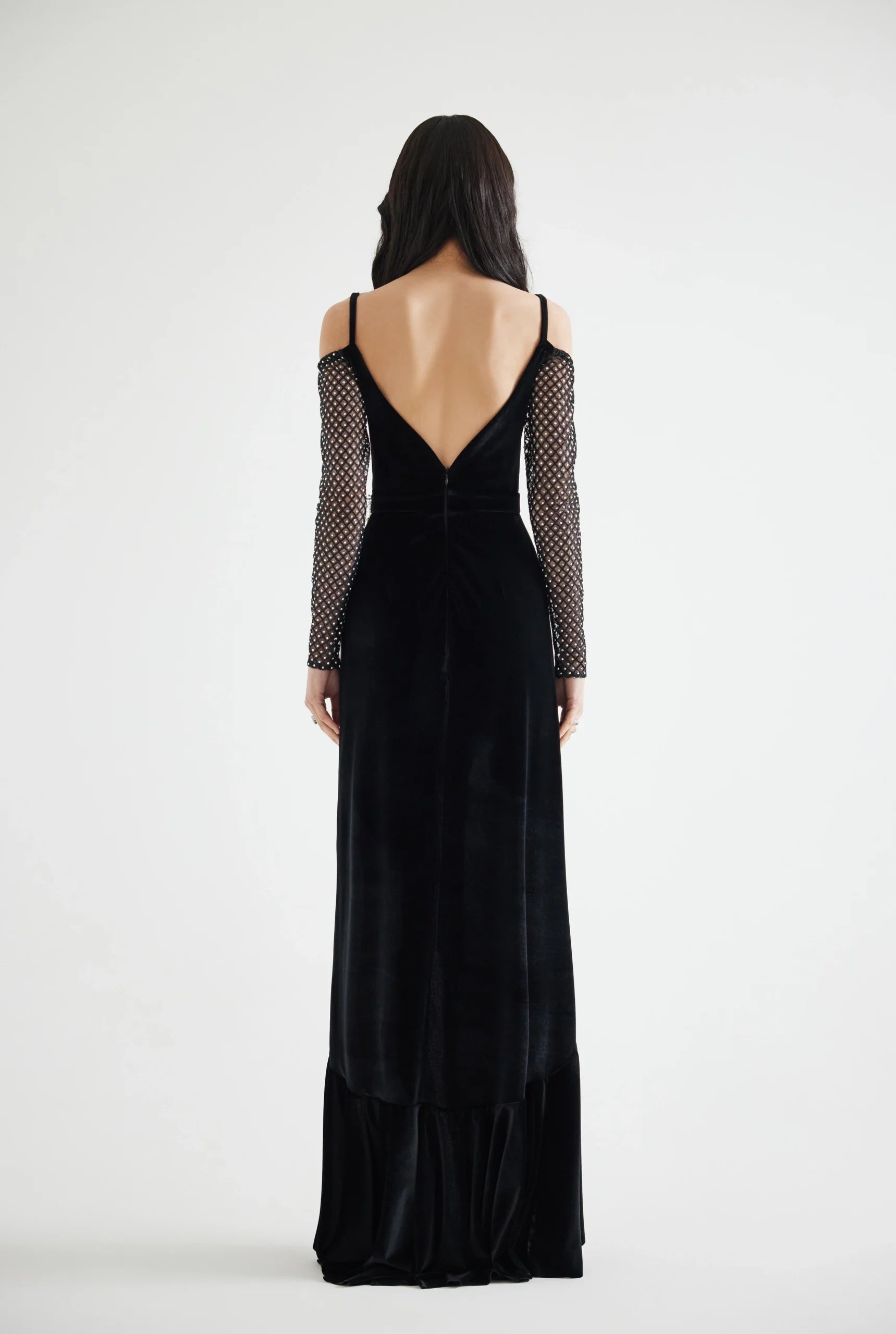 Stone-Printed Wrap-Cut Velvet Midi Dress