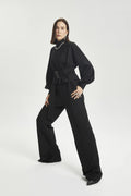 Straight-Leg Black Trousers with Elastic Waist