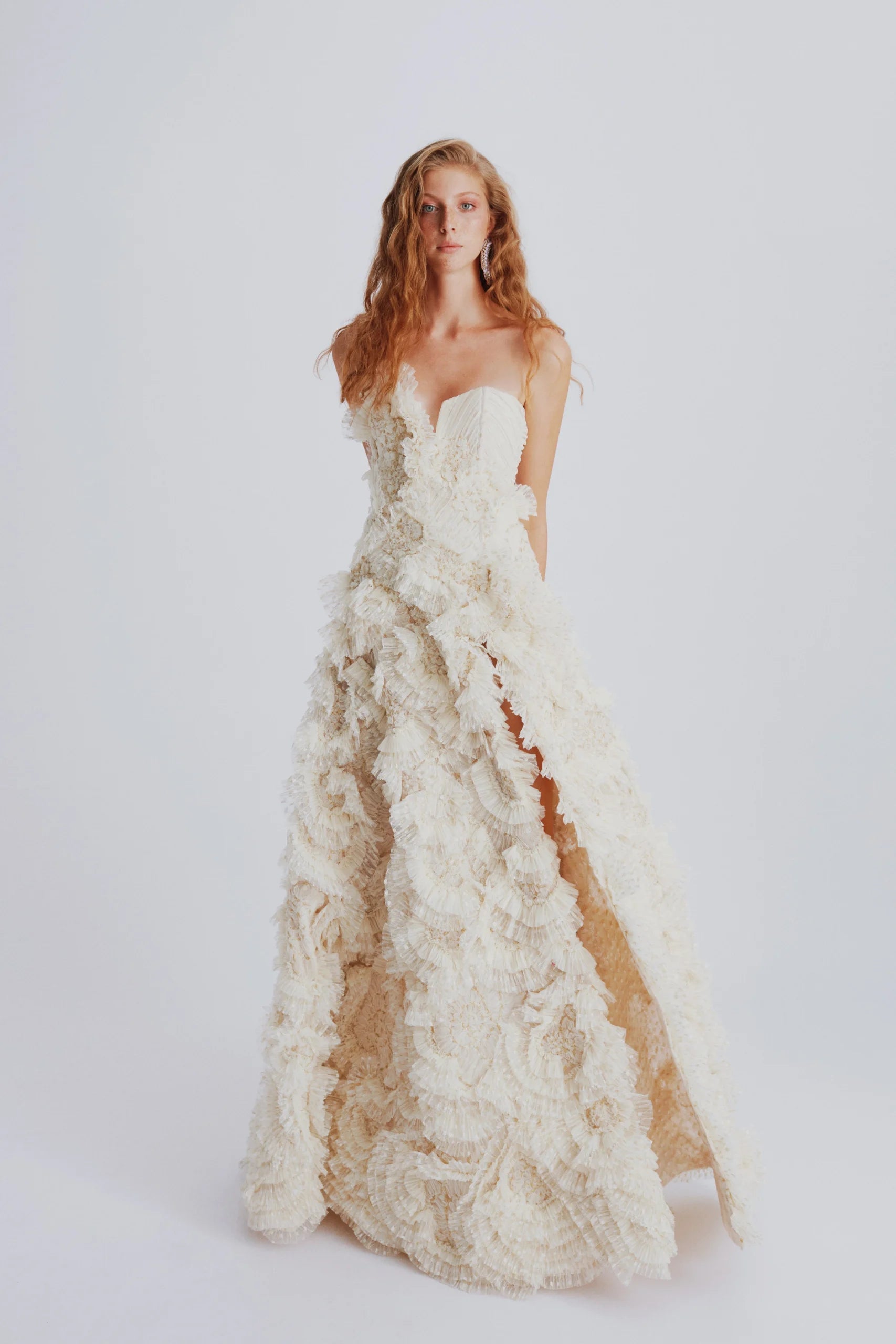 Strapless Ruffle Detailed Dress