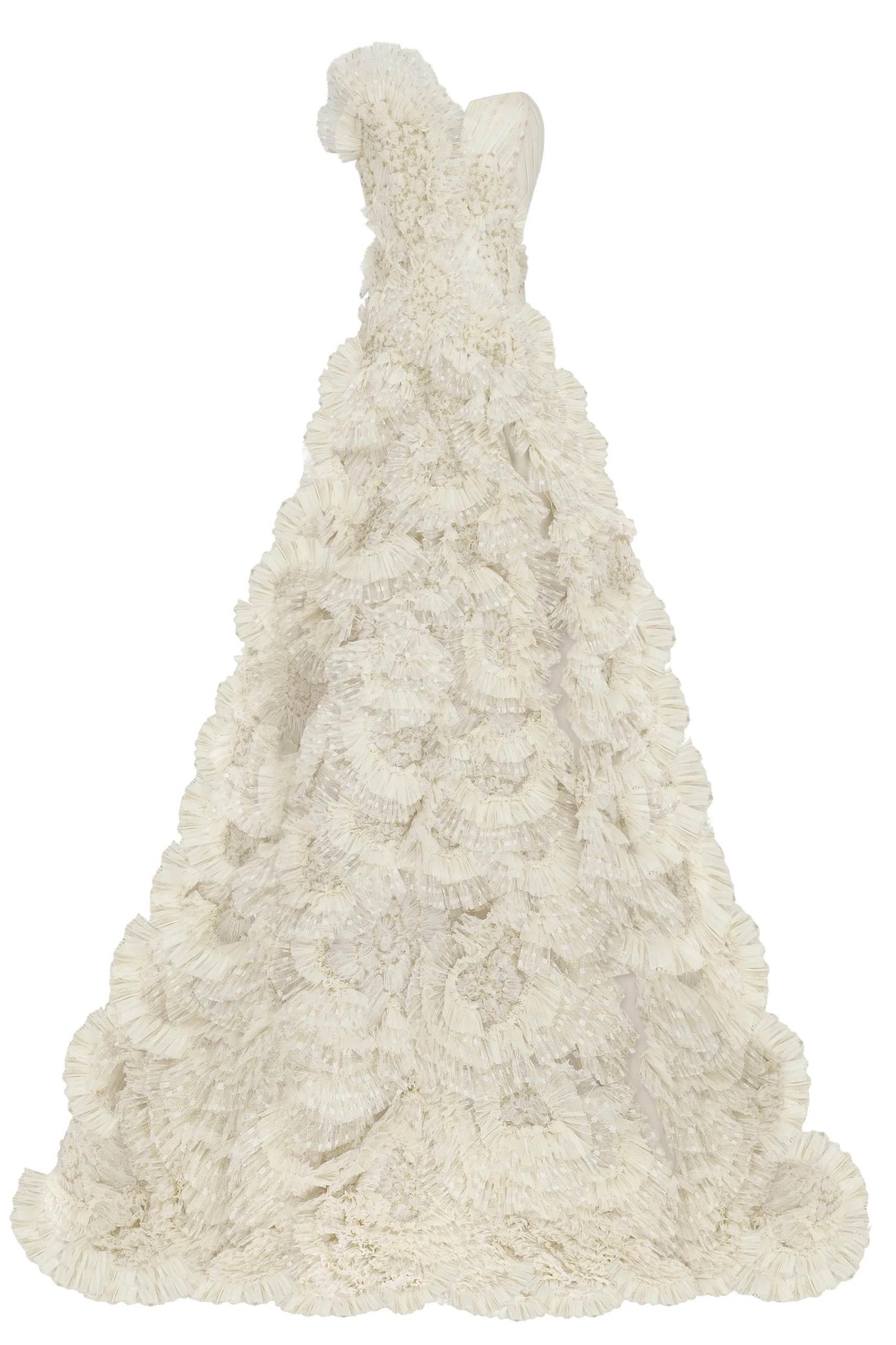 Strapless Ruffle Detailed Dress