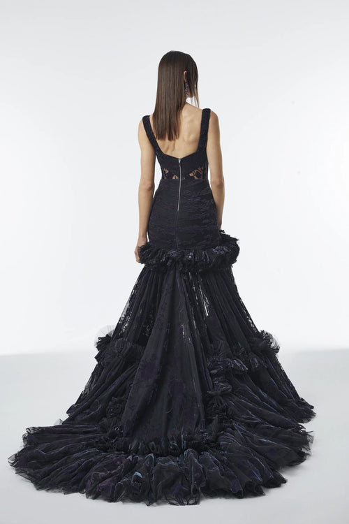 Strappy Sheer Velvet Dress