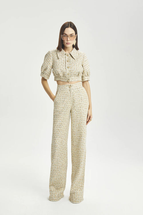 Tailored Straight-Leg Trousers with Gold Detail