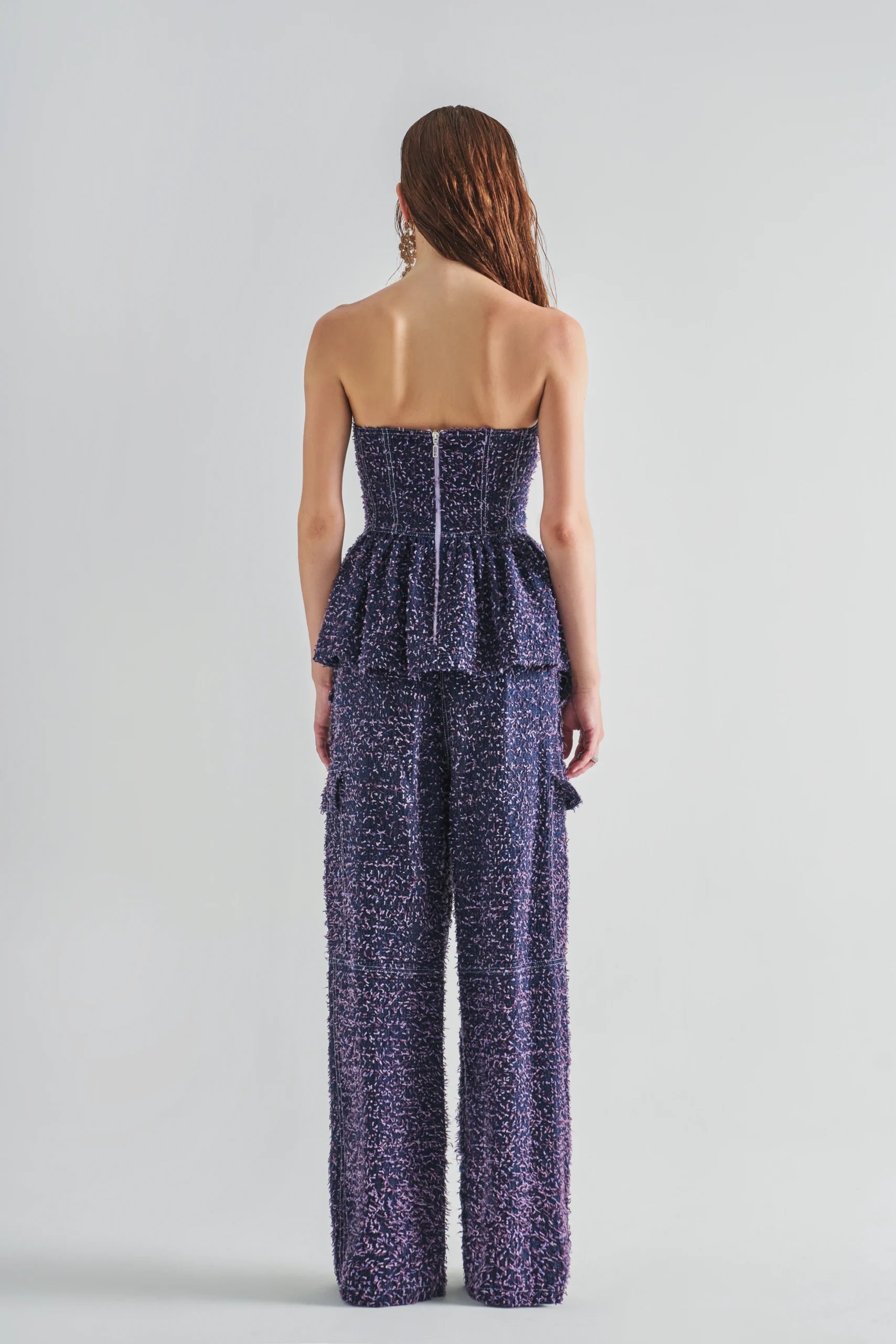 Textured Low Waist Denim Pants