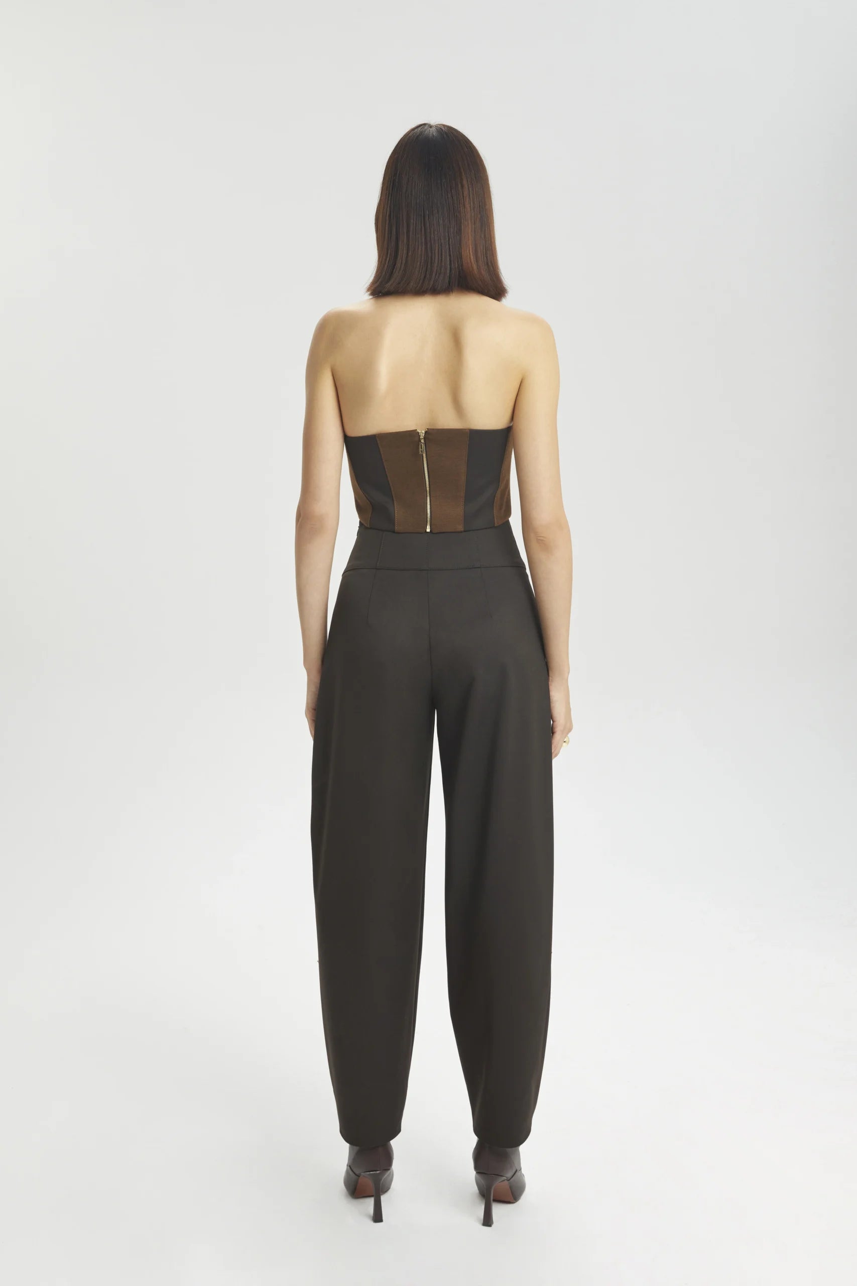Two-Tone High-Waisted Barrel Pants
