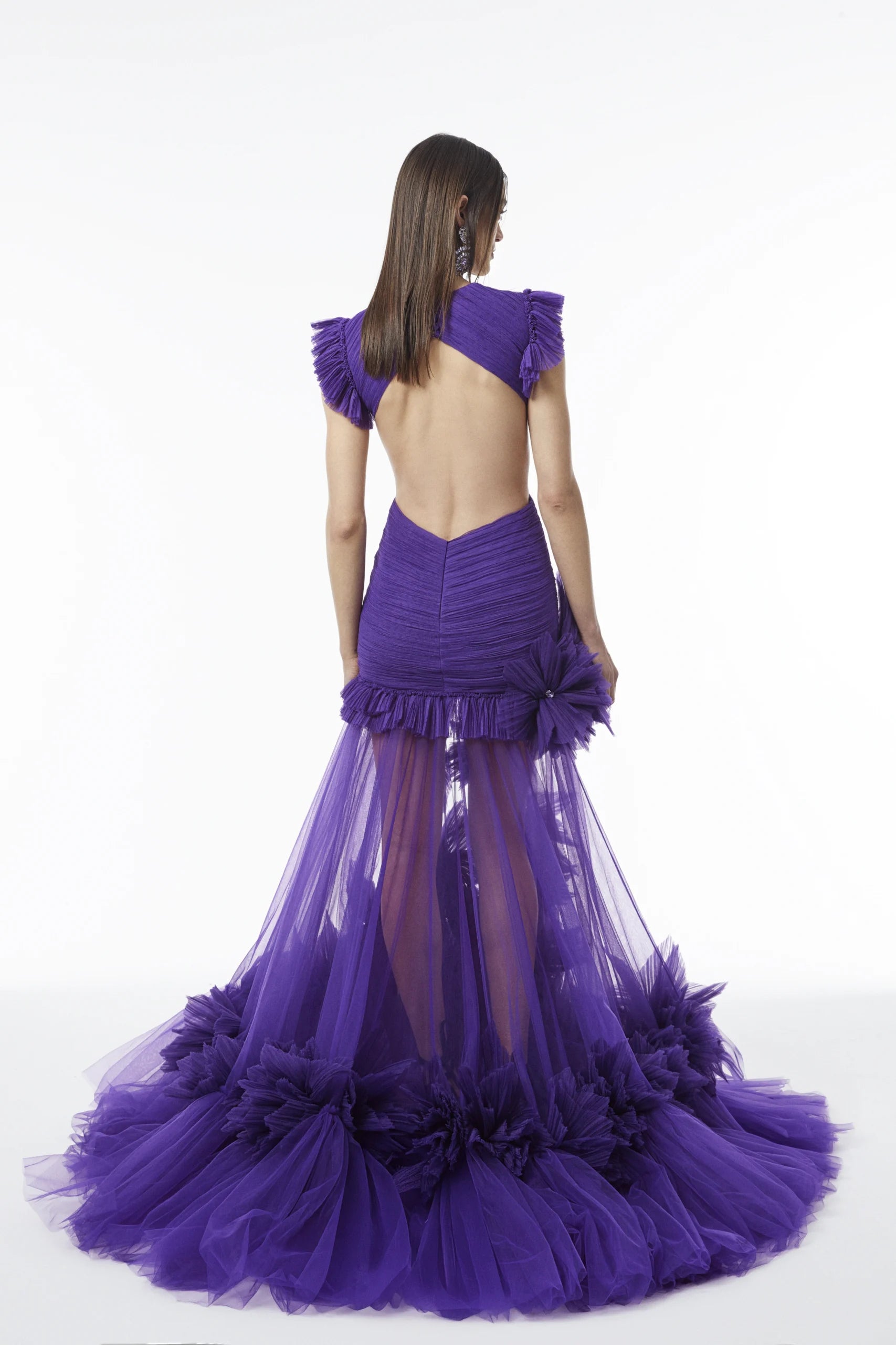 V-Neck Front Slit Long  Dress