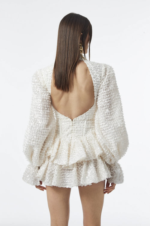 V-Neck Long-Sleeves Mini Dress