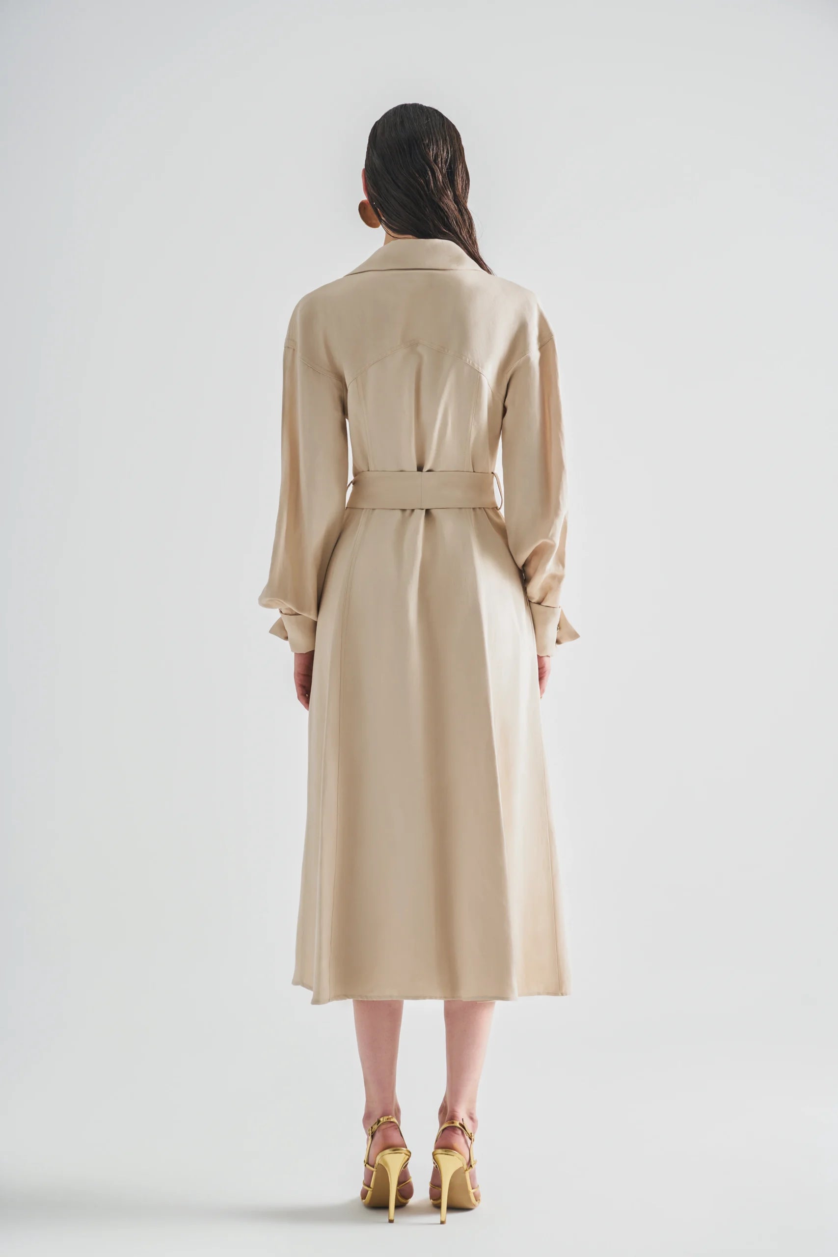 Wrap Midi Dress with Sleeve Cuff Detail