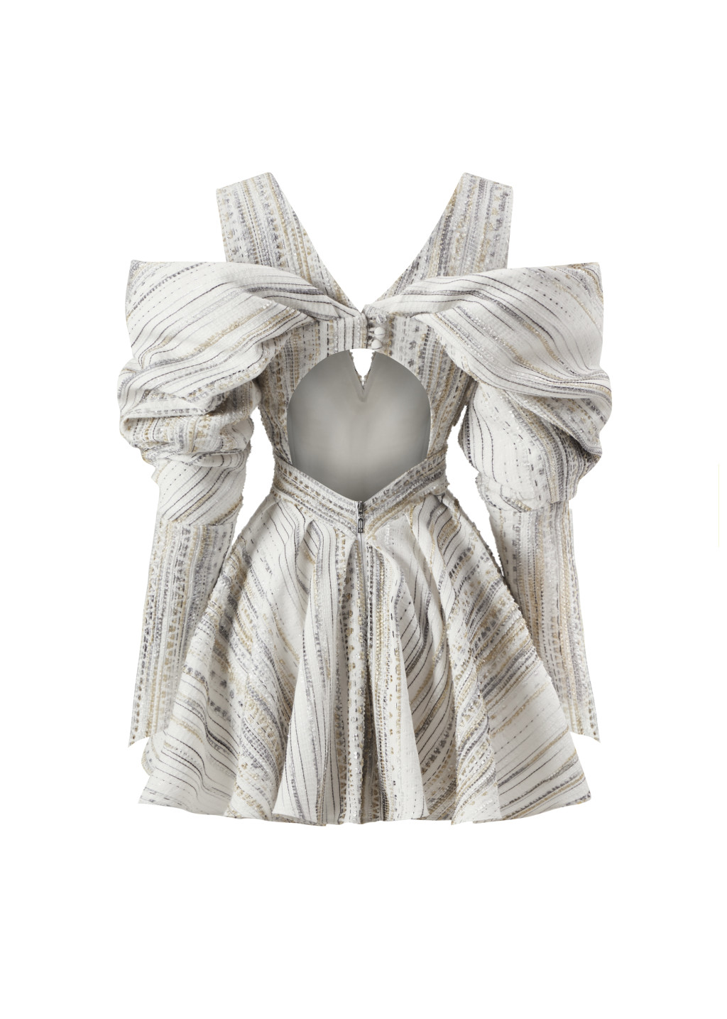 Off Shoulder Metallic Threaded Mini Dress