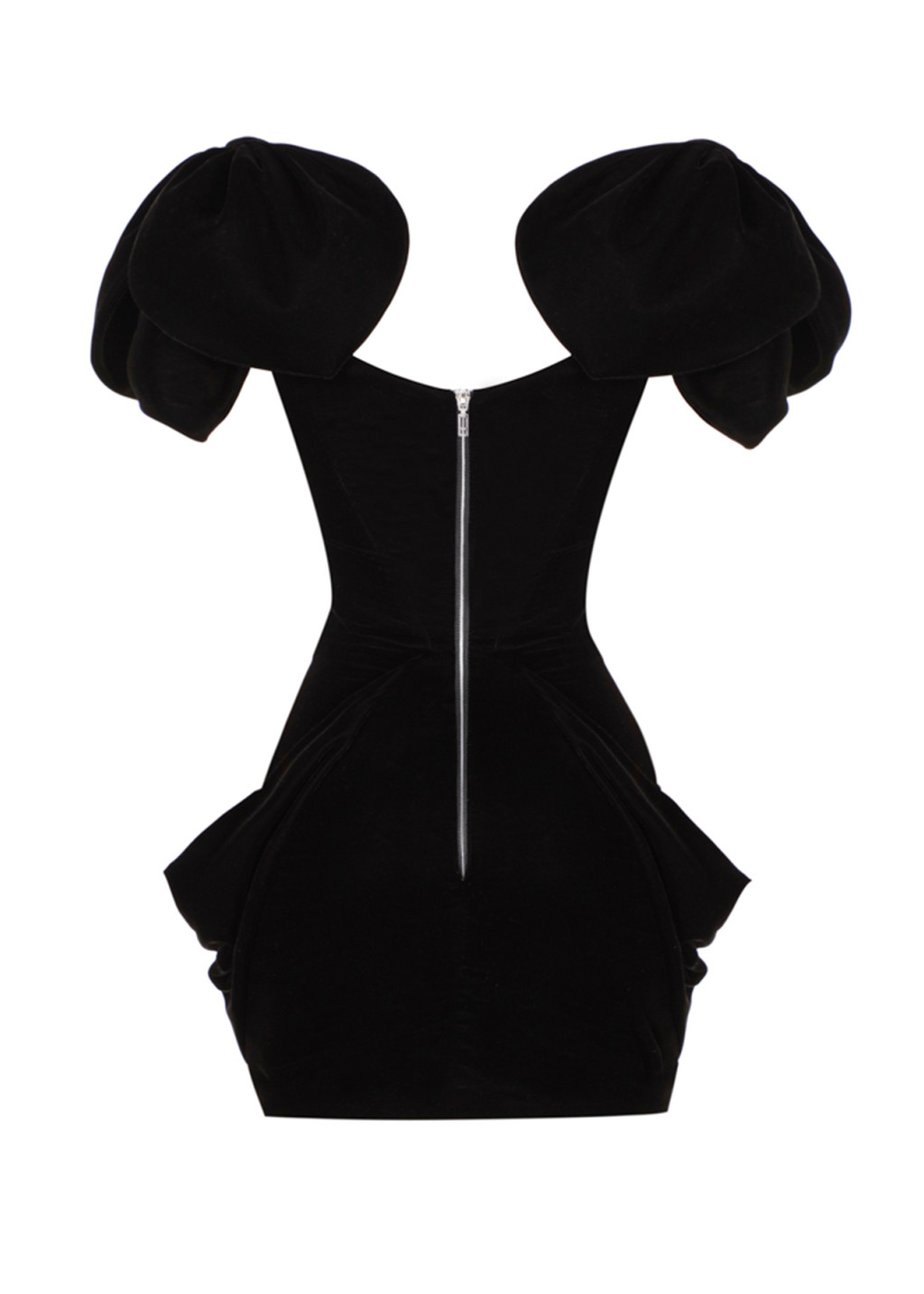 Shoulder Detailed Deep V Velvet Mini Dress