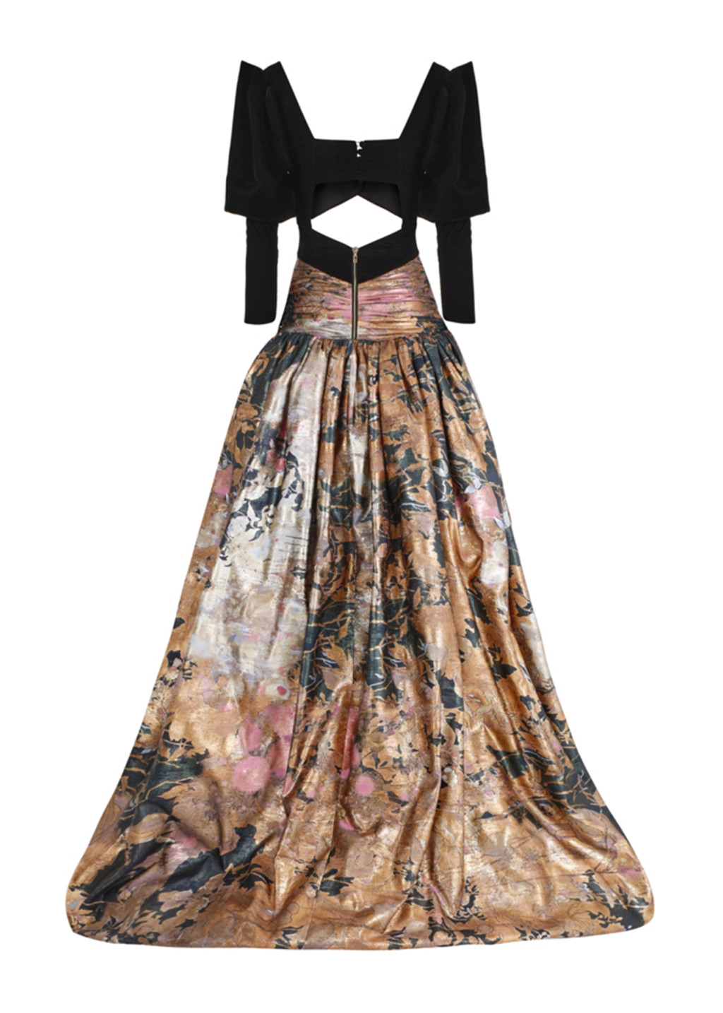 Velvet and Mix Print Assymetrical Dress