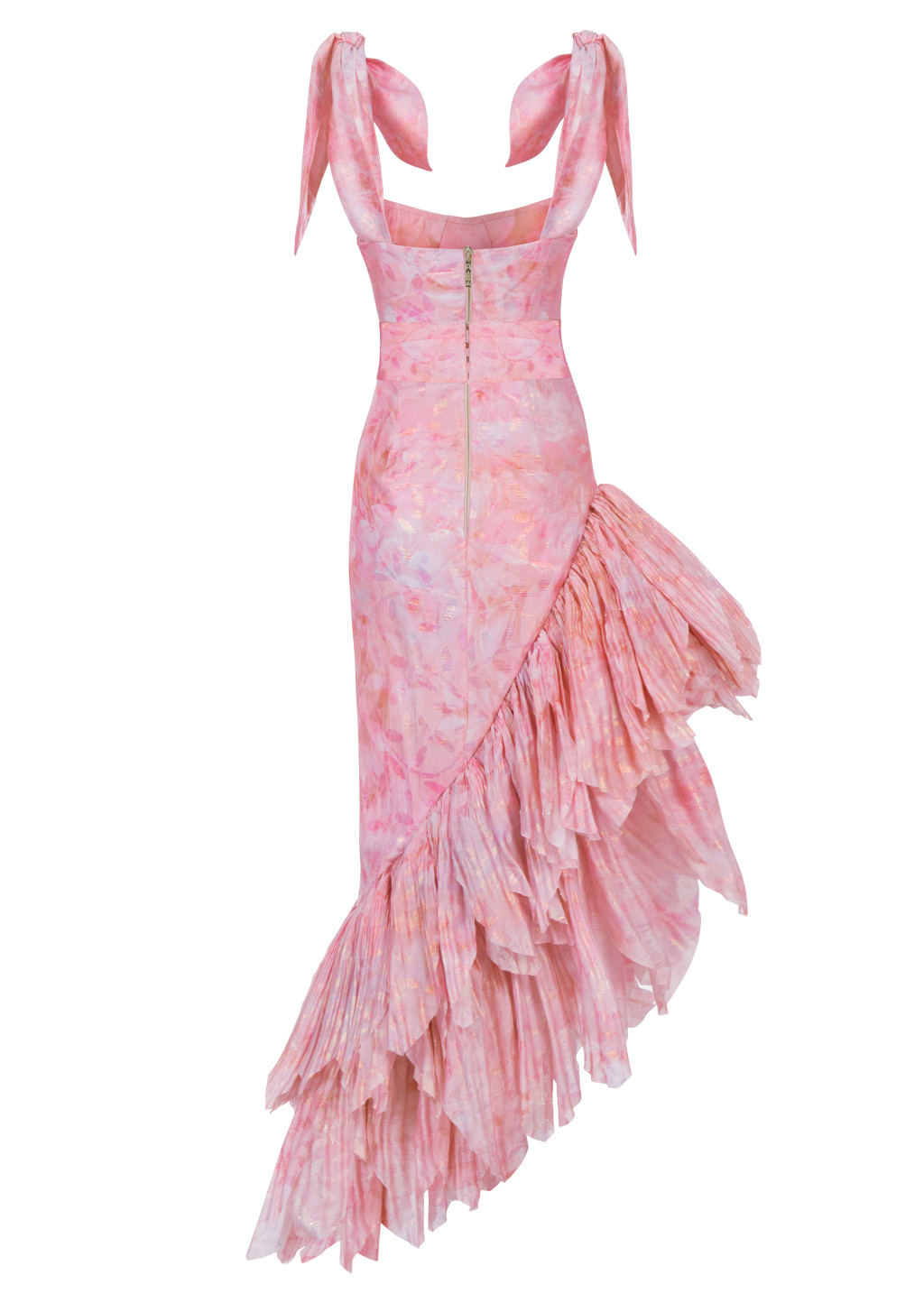Self Glittered Assymetric Cut Midi Tencel Dress