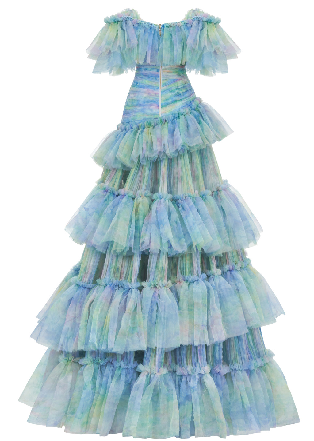 Ruffled Floral Print Seersucker Maxi Dress