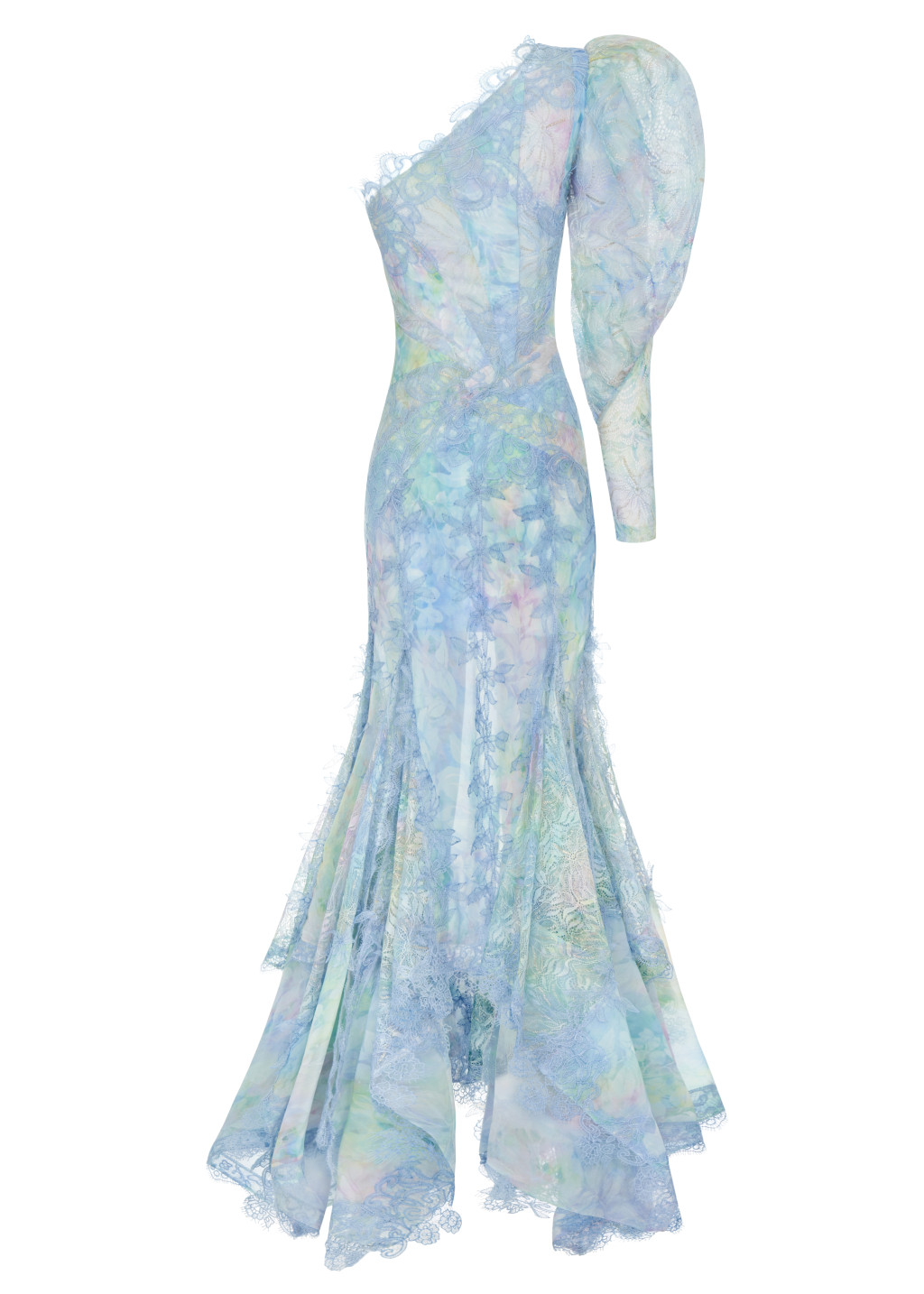 Floral Print Lace Trimmed Ankle Length Dress
