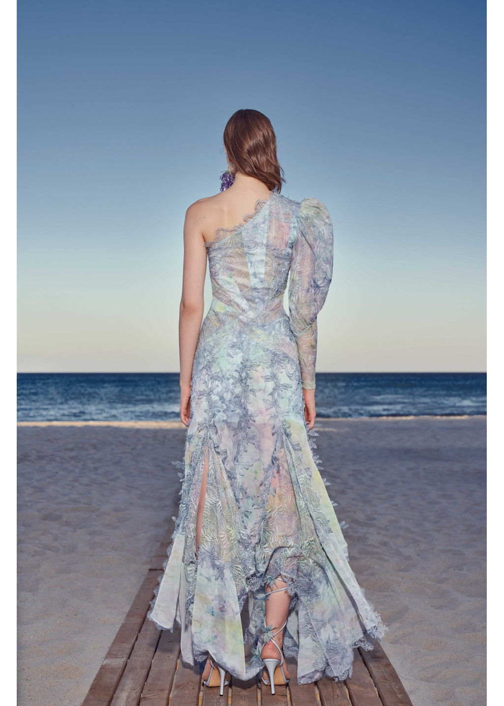Floral Print Lace Trimmed Ankle Length Dress